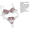 2-teiliges Set mit sexy, mit Blumen bestickten BH-Slips, verstellbaren Trägern, ausgeschnittenen, ungepolsterten Unterwäsche und mittelhohem Höschen
