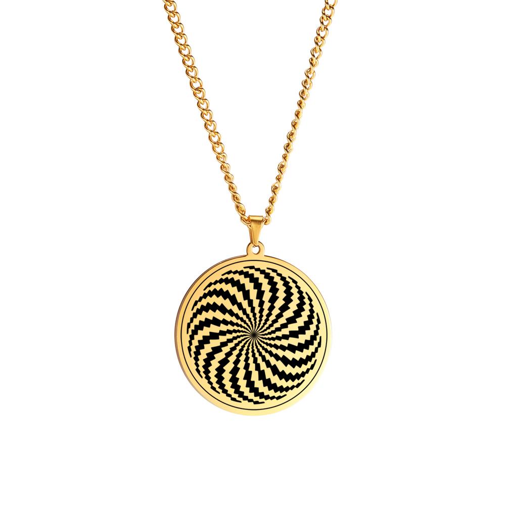 Dawapara The Illusion of Amulet Pendant Necklace Geometric Hypnosis Talisman Stainless Steel Jewelry Gift for Men Women