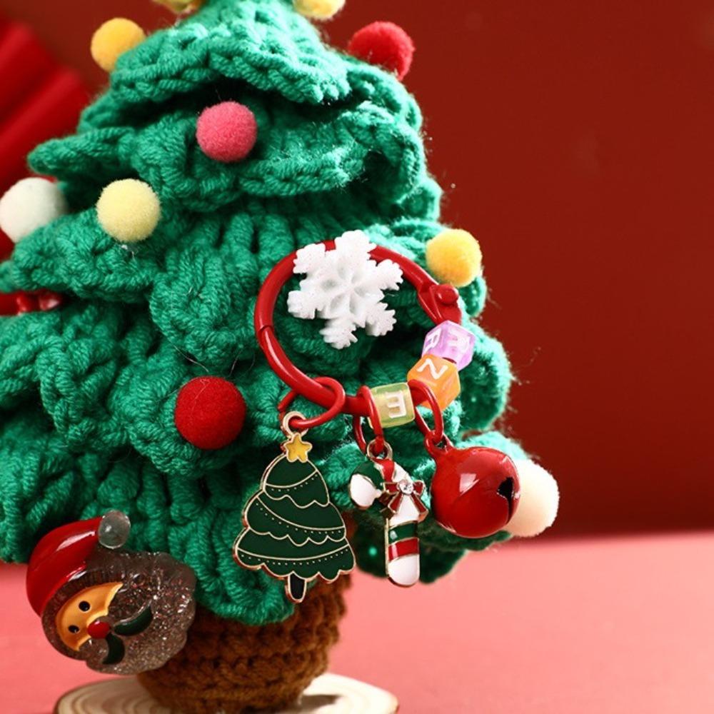 Xmas Christmas Tag Pendant Christmas Tree Deer Key Ring Cute Sants Claus Keychain  Ornaments