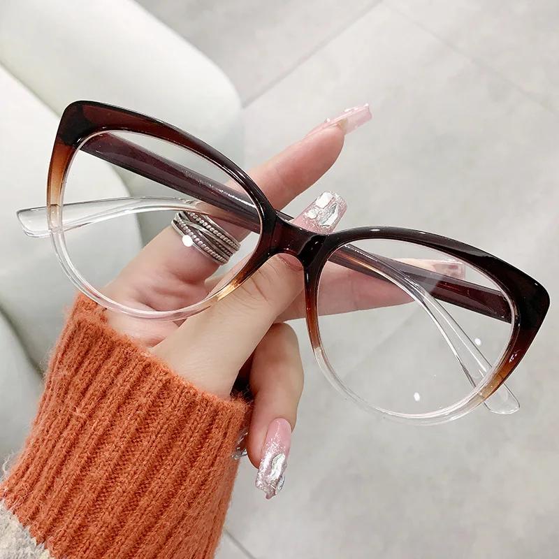 Cat Eye Optical Eyeglasses Frames for Women Anti Blue Light Fashion Eyewear Computer Glasses Plain Glass Spectacles