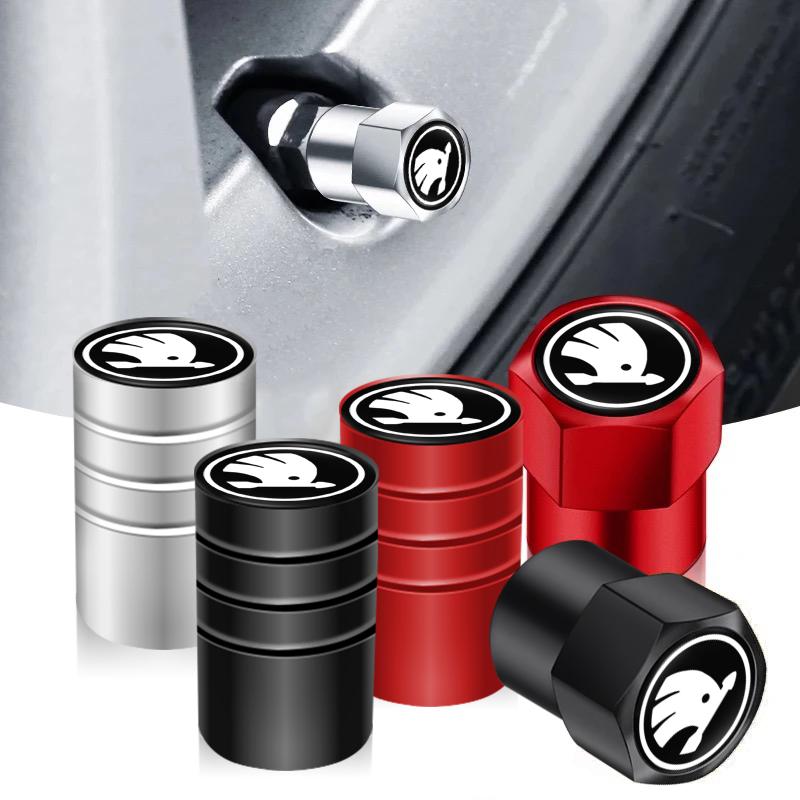 4Pcs Car Pendant Aluminum Alloy Car Wheel Tire Valve Caps Stem Cover For New Skoda Octavia Kodiaq Fabia Superb Karoq Vrs