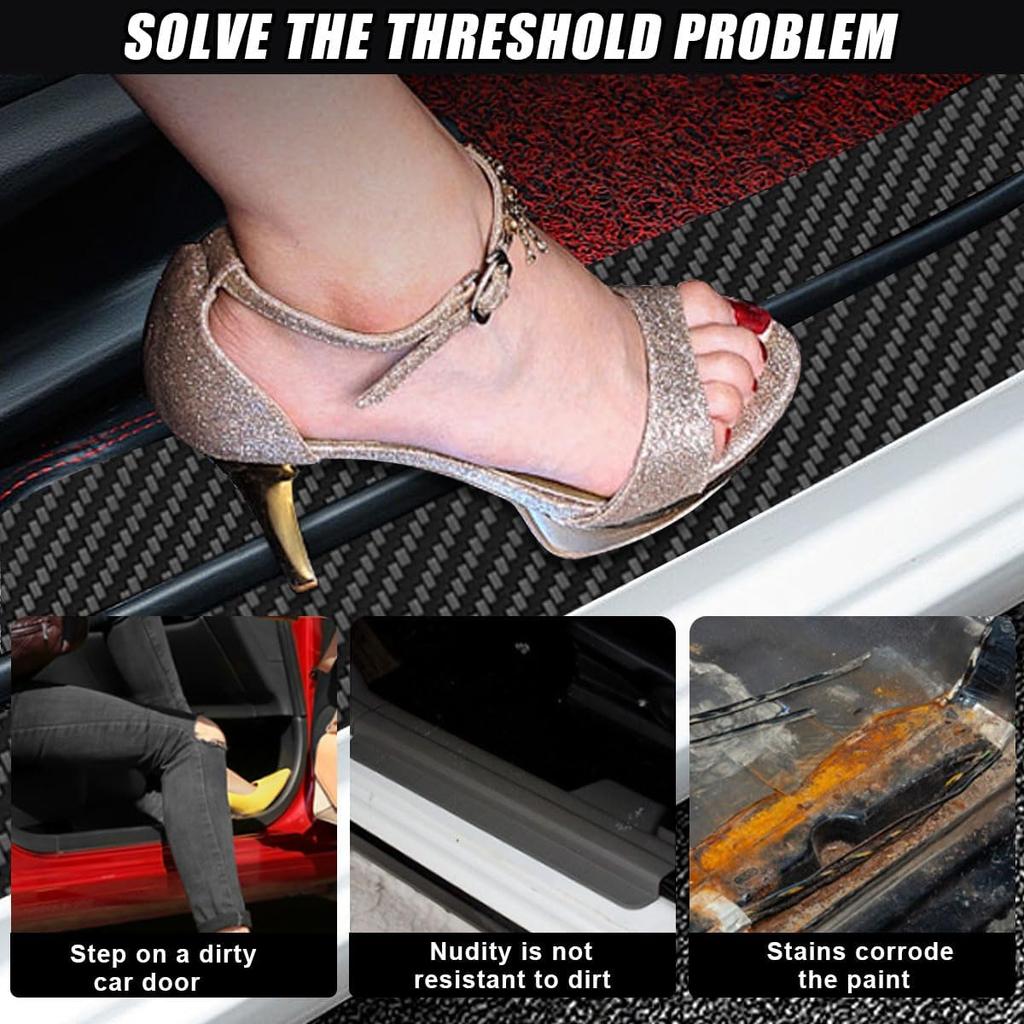Car Door Sill Protector, Sport Carbon Fiber Threshold Guard Scuff Cover Strip, Anti-Scratch Car Door Entry Edge Protection Sticker, Auto Bumper
