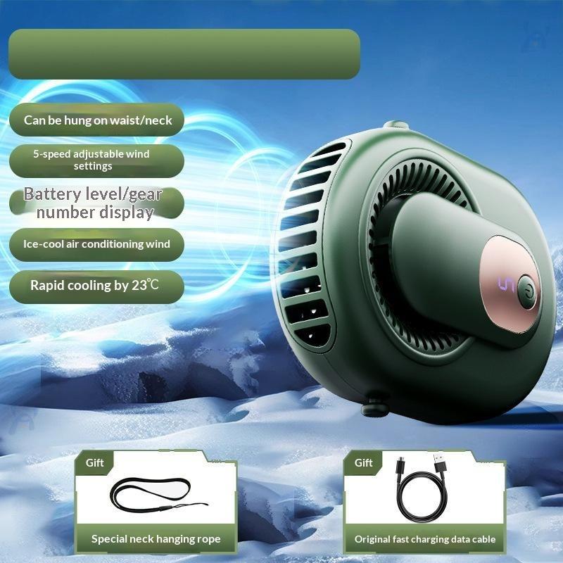 Portable Rechargeable Neck Fan 5 Adjustable Speeds Long Lasting Airflow For Outdoor Travel Office Use