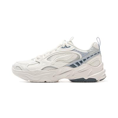 Li Ning Meteor 2K Clásico Moda Versátil Retro Cómodo Antideslizante Resistente al Desgaste Transpirable Zapatillas Bajas para Papá Mujer zapatilla Blanco Azul AGCV114-3
