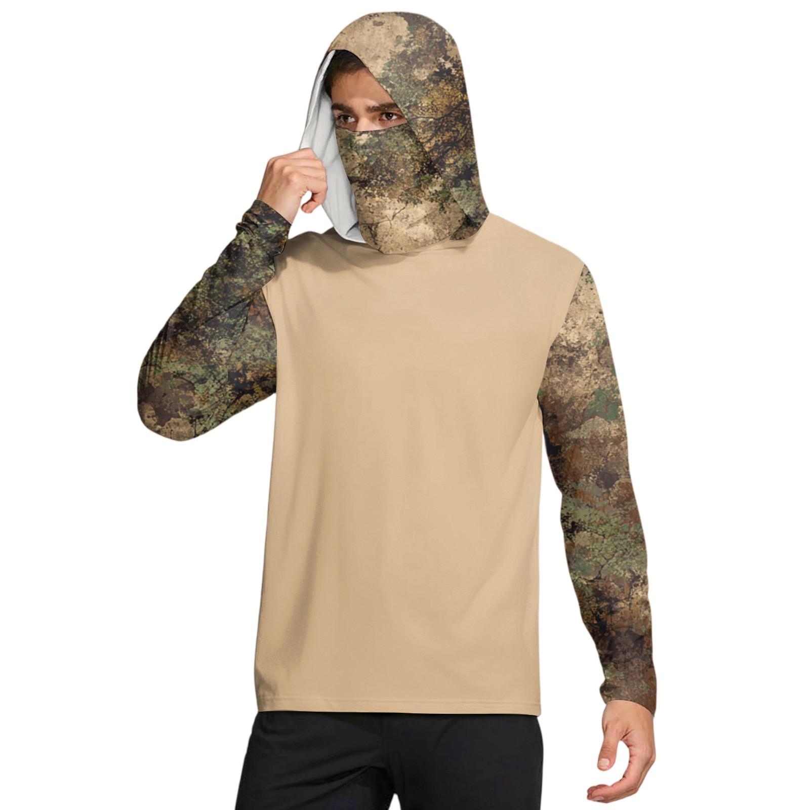 

Мужская рубашка с маской Легкая с длинным рукавом Капюшон Для пеших прогулок Рыбалки Для выступлений L