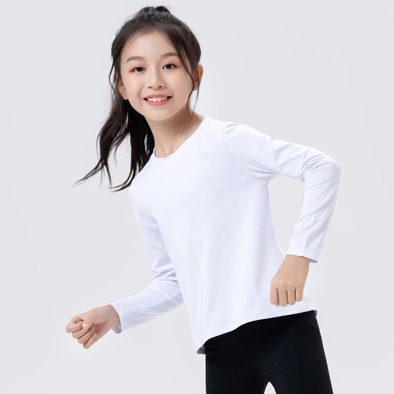 Girls' Quick-Dry Sports T-shirt: Breathable, Sweat-Wicking, Elastic, Ideal for Fitness and Yoga. Perfect for Spring and Autumn.
