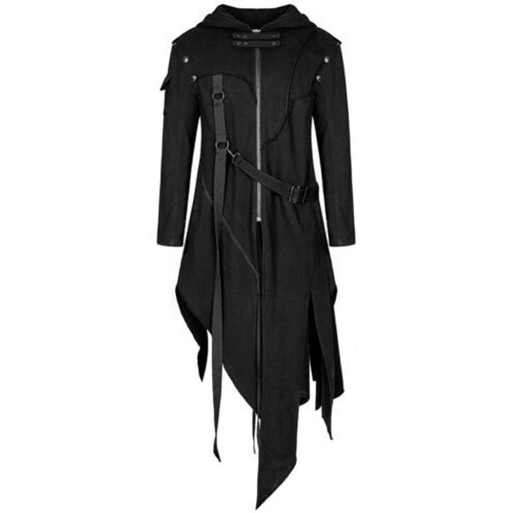 Men Irregular Cosplay Costumes Punk Gothic Steampunk Long Sleeve Hooded Street Punk Vintage Jackets Irregular Trench Coat New