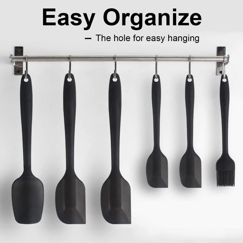 6PC Spatulas Set, Food Grade Silicone Spatulas Rubber Heat Resistant, Stainless Steel Core, Kitchen Utensil Nonstick for Cooking