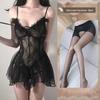 Plus Size Sheer Princess Nightgown - Sexy Fishnet Strappy Style for Small Chest