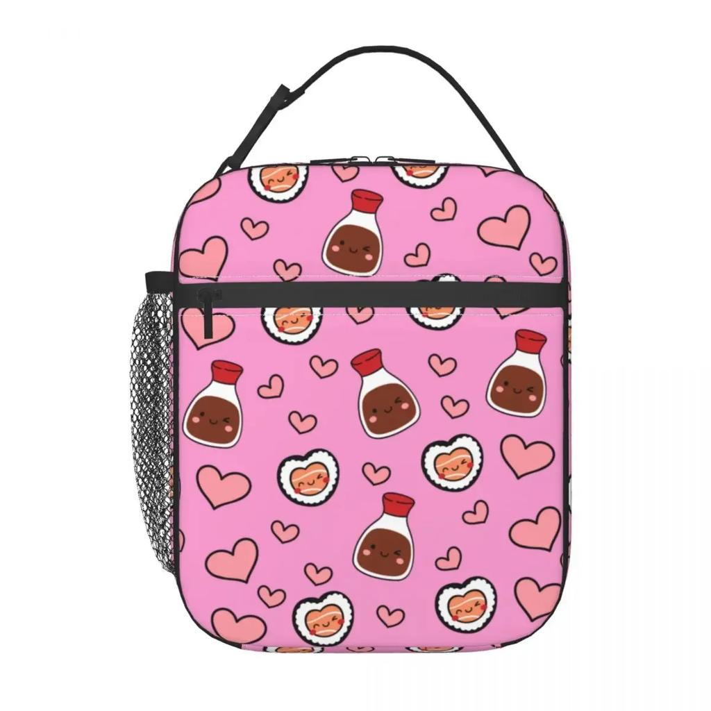 Cute Kawaii Sushi And Soy Accessories Insulated Lunch Bag For Travel Storage Food Boxes Portable Thermal Cooler Lunch Boxes