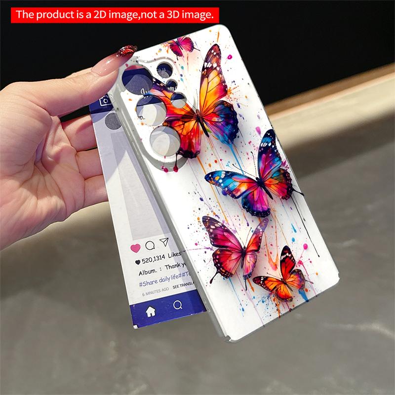 2DFlat Samsung Phone Case Vibrant Butterfly Splash Art Phone Case Applicable To Galaxy S22 S23 S24 S25ULTRA S26 A12 A13 A14 A15 A16
