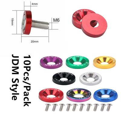Universal JDM Fender Washers M6 Bolt Set Car Modification Gasket Screw Fender Bumper Engine Aluminum Concave Screws Hex Fastener