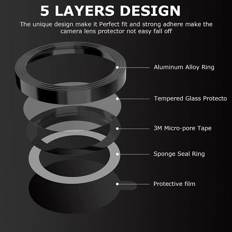 Camera Lens Protector Glass For iPhone 16 15 Pro Max 11 14 13 12 Plus Lens Metal Ring Protector For iPhone 14 Plus 13 12 Mini 4