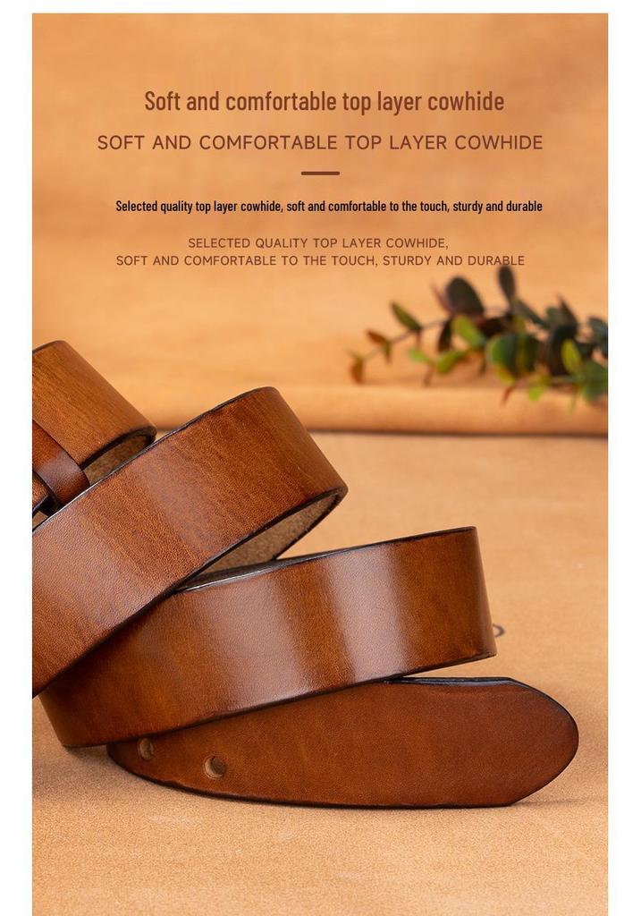 Men's Genuine Leather Pin Buckle Belt - Retro Style for Casual Wear