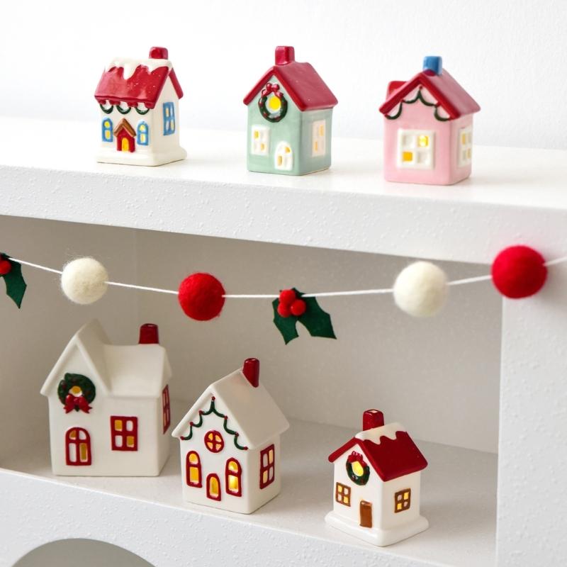 Ceramic Christmas cottages Houses With Battery Power Supply Safe Indoor and Outdoor Decoration For Seasonal Enthusiasts