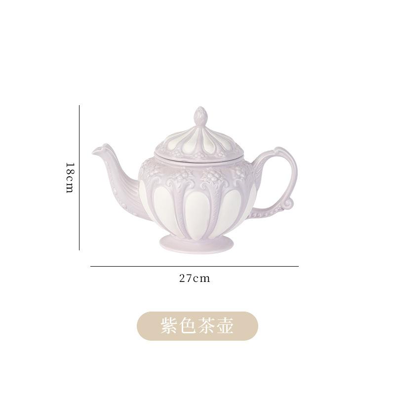 European Retro Coffee Cup and Saucer Set Afternoon Tea Coffee Teapot Dessert Plate Drinking Set Home Tea Set Office Ceramic Mug