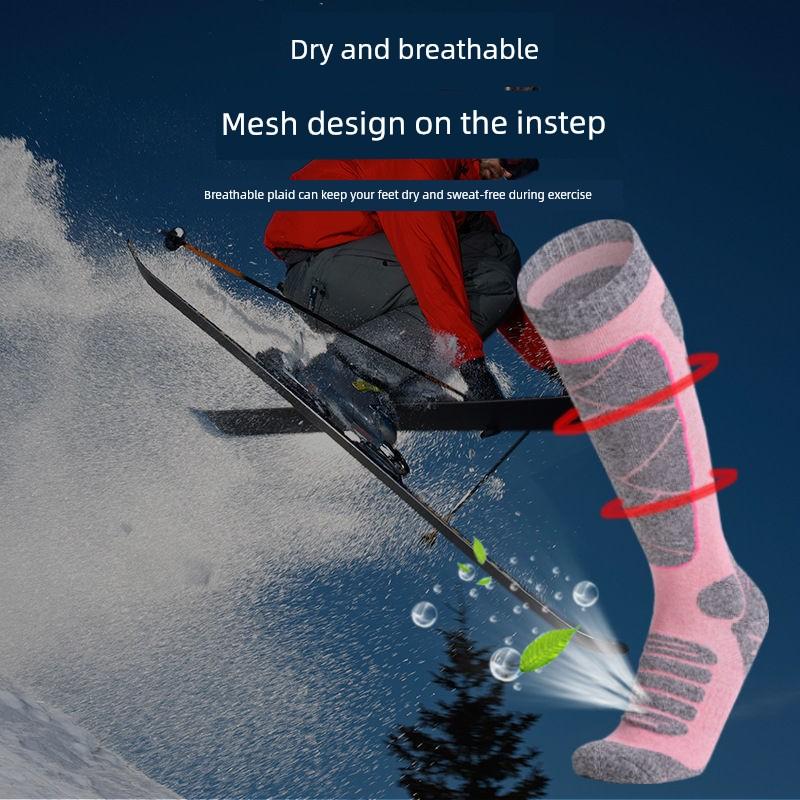 Men's Ski Socks for Outdoor Mountaineering, Thickened Terry Snow Socks for Autumn and Winter, Women's Warm Mid-High Breathable Socks