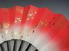 Dance Fan Flowing Water Black Lacquered Fan for Dancing "Ai" (Love), 1200-1529, Design, Gradient, 9.5 Inches, Bone, Box, (Red)