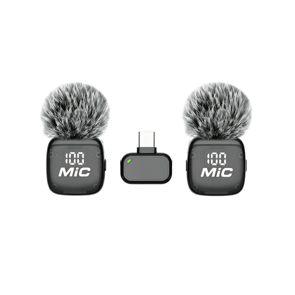 Dual Wireless Lavalier Microphone with Digital Display & AI Noise Reduction for Video Streaming & Live E-commerce