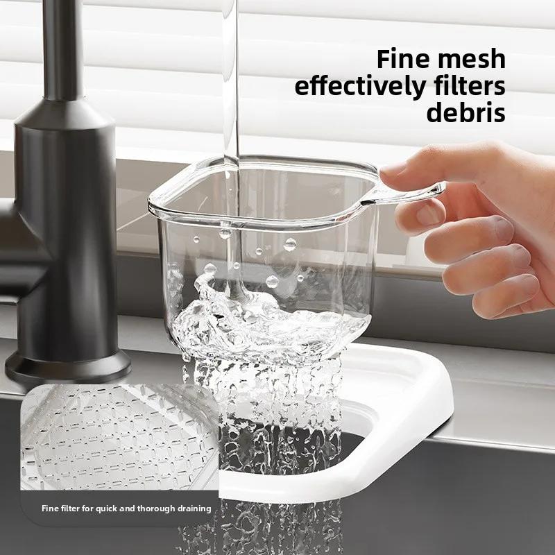 Kitchen Sink Filter Basket Corner Hanging Drain Rack with Sponge Storage for Undermount Sink Drainer Kitchen Supplies
