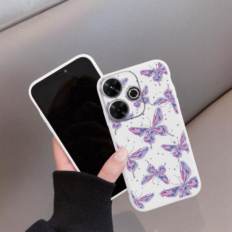 

М який силіконовий чохол Butterfly Flower для Redmi Note 13 Pro 13C Poco C65 Samsung A55 M35 Xiaomi iPhone Huawei Honor 200 Протиударний чохол з камерою Realme Realme 12 5G білий