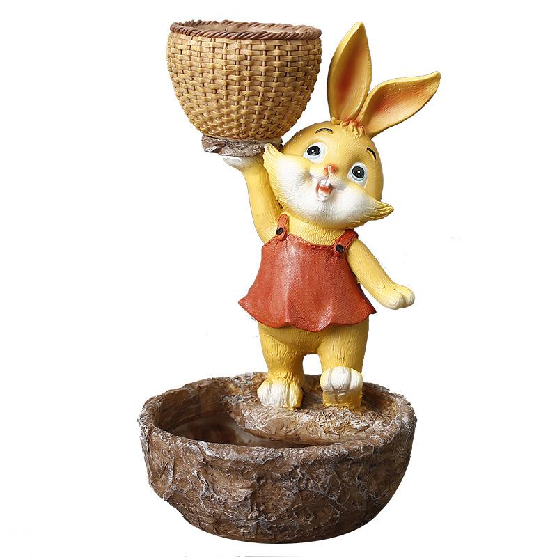 Resin Cartoon Animal Simulation Rabbit Succulent Green Plant Flower Pot Ornament Courtyard Outdoor Garden Ornament