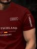 [Print Design – Not Textured German Flag Elements Print Short Sleeve T-Shirt – Summer New Round Neck Sports Top, Fashionable Trendy Running Breathable