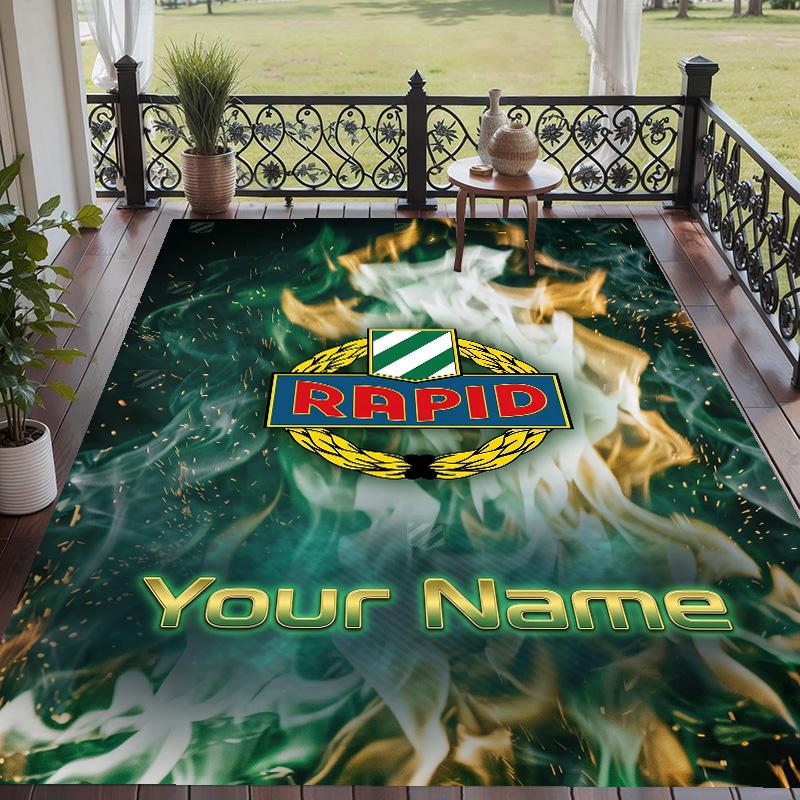 Custom Text Printed Rug Rapid Wien FC Non Slip Floor Carpet For Home Room Decor