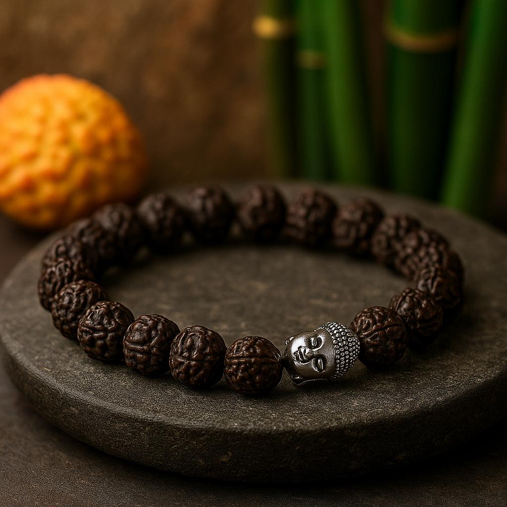 Shamtam Dark Rudraksha Buddha Mala Bracelet