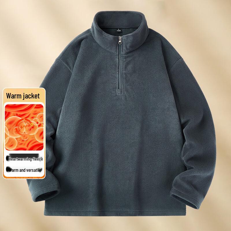 SNOWFLYING Men s Half-Zip Stand Collar Fleece Jacket 3XL