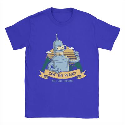 Bender Sauvez La Planète Tuez Tous Les Humains T-shirt Homme Dessin Animé Crazy Tee Manches Courtes Col Rond T-shirts Coton Merch
