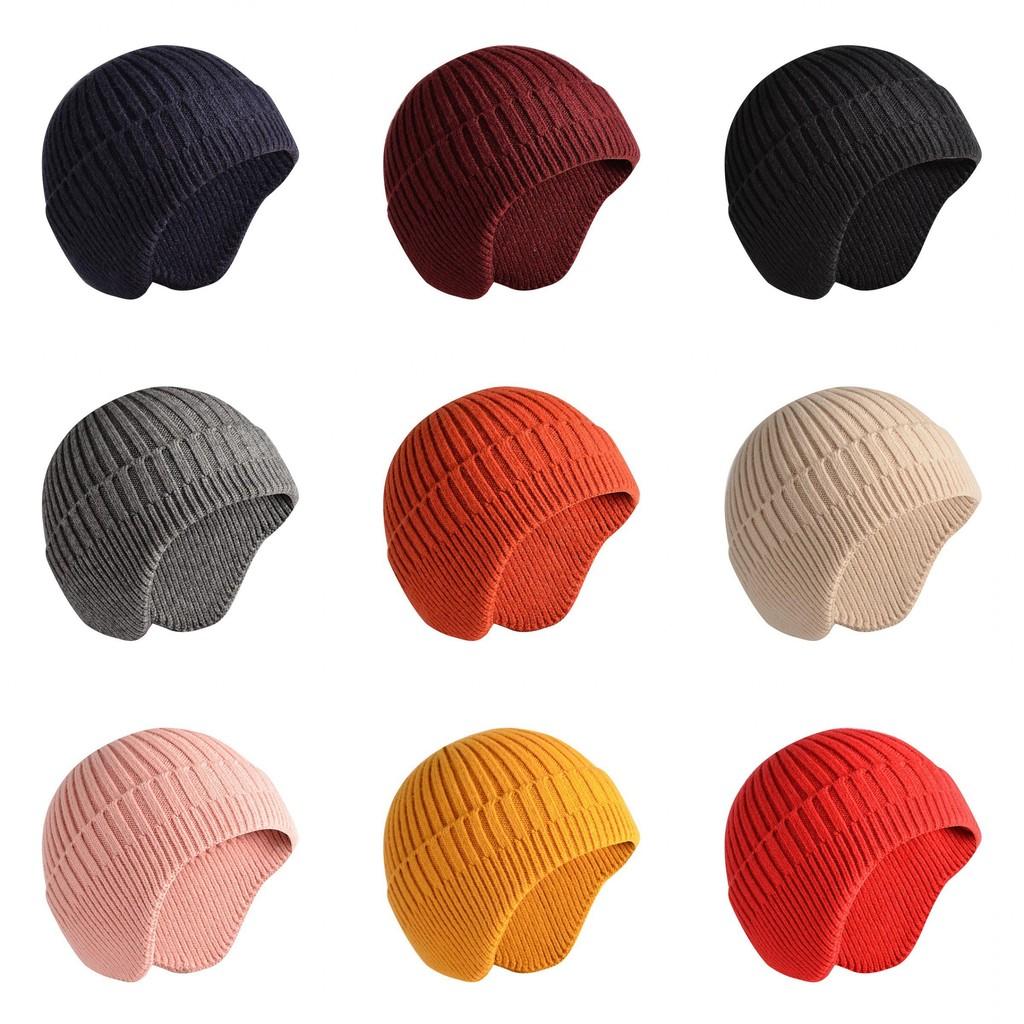 Simple Solid Color Men Casual Warm Knitted Hat With Ear Protection For Winter