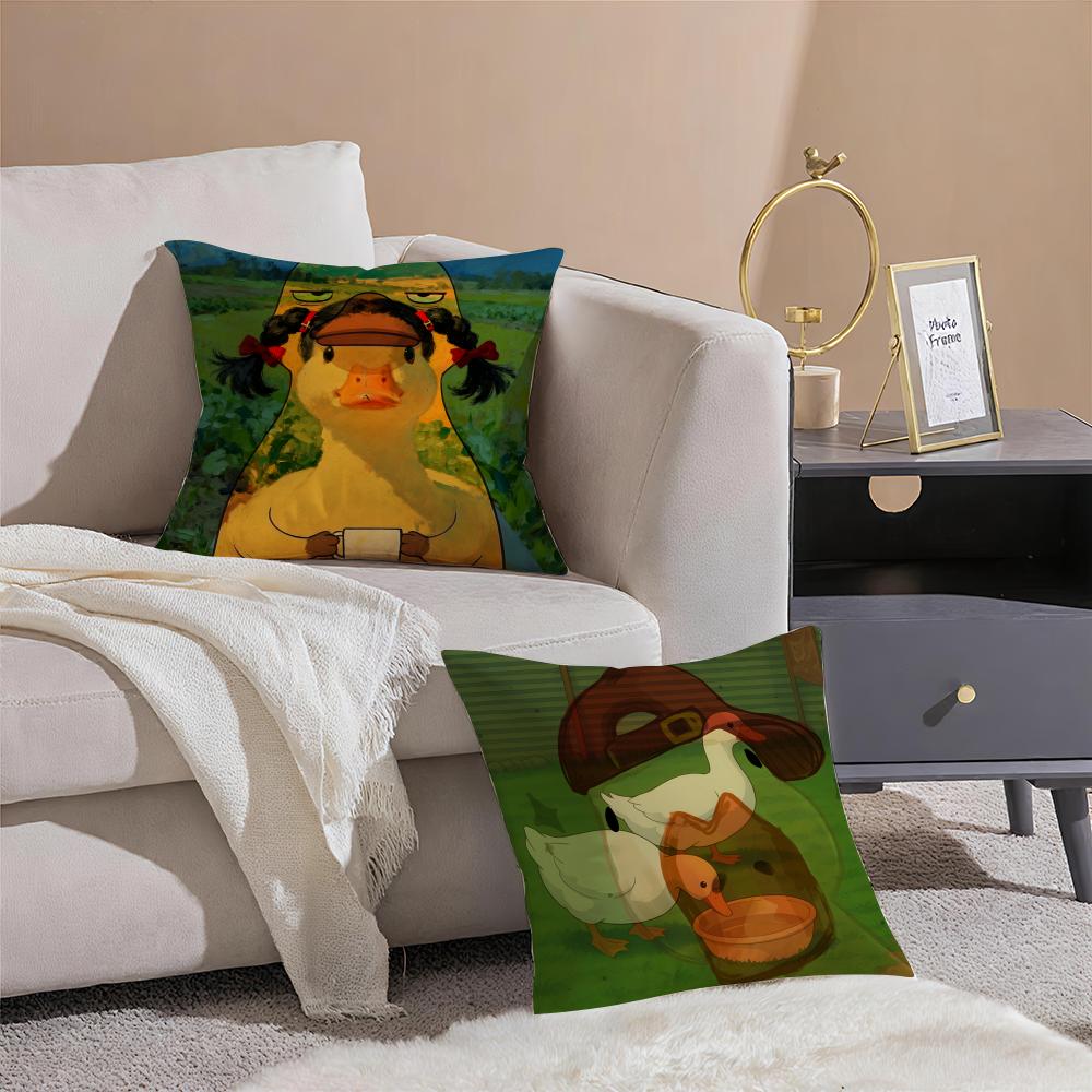 Funny And Surprising Duck Pattern Pillow Case Double-Sided Plush Sofa Cushion Covers Organic Breathable Invisible Zipper