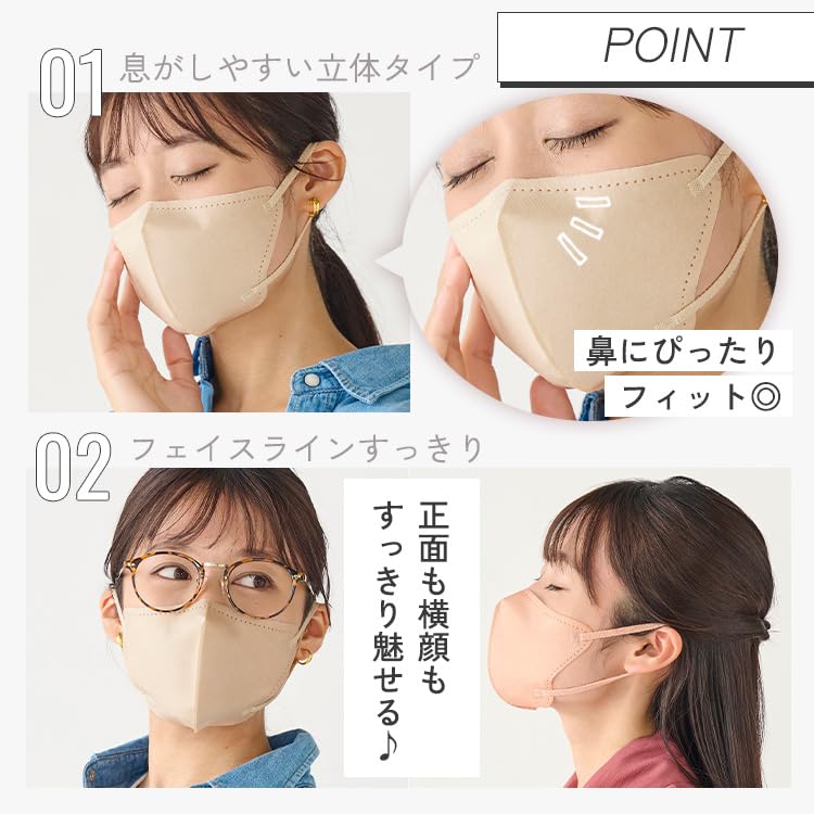 IRIS OHYAMA Fashionable Mask Nonwoven Regular Pale Beige RN-FA30SXQ, 30-Count, Fabric, Size,