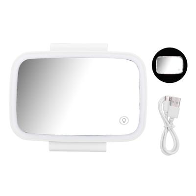 Car Sun Visor Makeup Mirror Surround LED Lights Touch Screen Plug and Play with Retractable Back ClipWhite