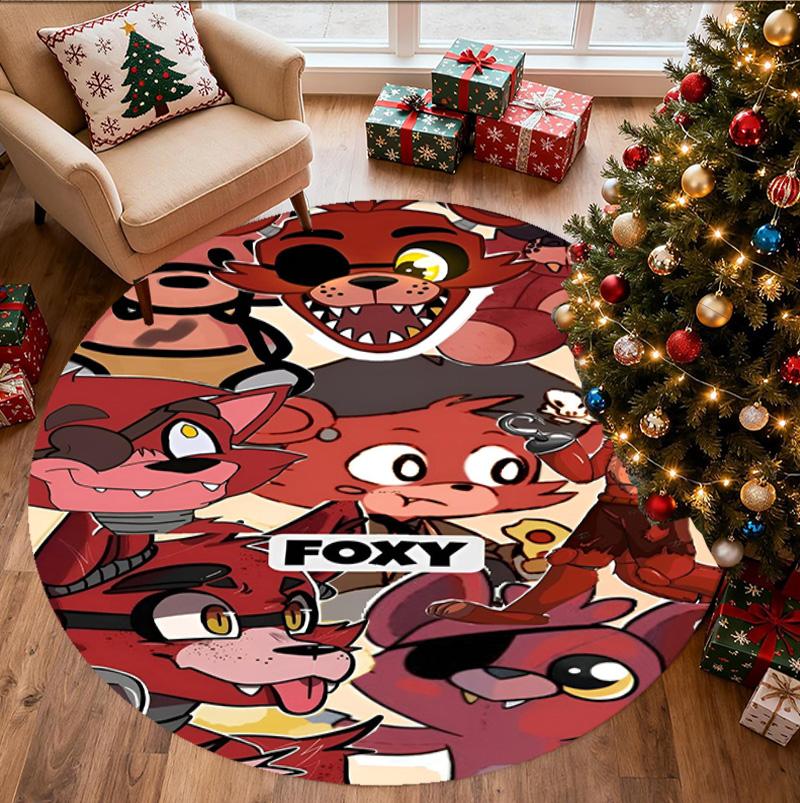 Five Nights at Freddy's Pattern Round Rug, Indoor/Outdoor Mat, for Picnic, Gameroom, Bedroom, Office, Living Room, Home Decor Carpet, Birthday Gift