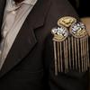 1 Pair Metal Epaulets Gold Vintage Tassel Shoulder Board Costume Dress Up Fringe Shoulder for Suit Epaulets