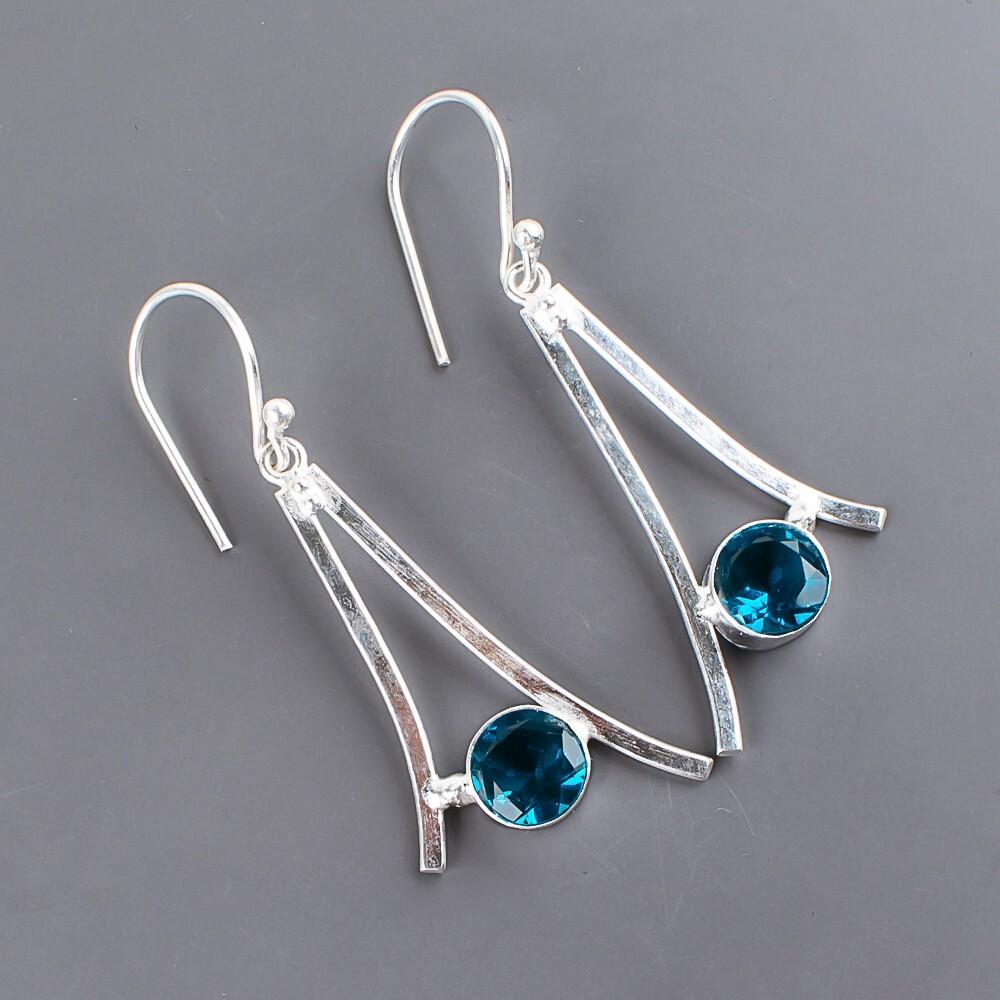 Apatite Gemstone 925 Sterling Silver Jewelry Earrings 1.45" For Anniversary Gift EE-66-10