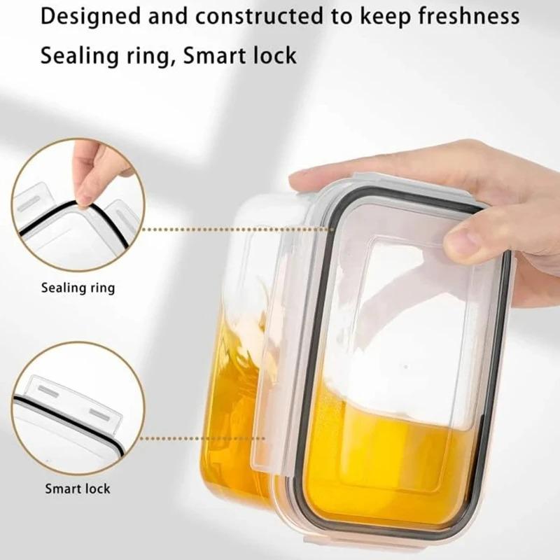 8pcs Kitchen Sealed Storage Box Set Dry Food Storage For Sugar, Flour, Baking PP Material Comes with Convenience Stickers