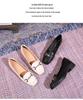 Women's 2026 New Style Black Leather Loafers - Soft Sole, Comfortable, Low-Cut Chunky Heel, Square Toe, Spring/Autumn.