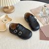 Girls' Genuine Leather Shoes with Soft Soles, New Spring and Autumn Children's Retro British Style Small Leather Shoes, Non-Slip Single Shoes for