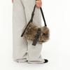 Winter Fluffy Plush Shoulder Bag Punk Studded Underarm Bags for Women Designer Handbags Rivet Faux Fur Bags  Women's Bag Chic