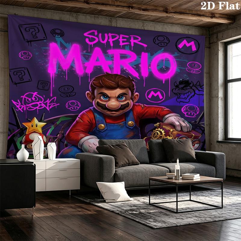 Super Mario Wall Tapestry Aesthetic Wall Hanging Printed Fabric Blanket Decorative Tapestries For Bedroom Living Room Home Decor