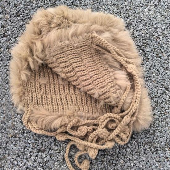 Women Hat Solid Color Rabbit Fur Blend Tassel Knit Hat Comfortable Stretch Fit Autumn Winter Skiing Warm Hat