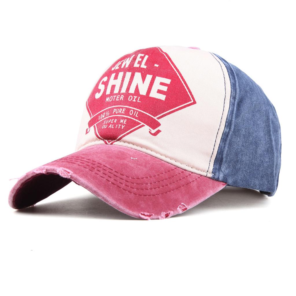 Vintage Distressed Baseball Cap "Jewel Shine" Print Washed Cotton Dad Hat