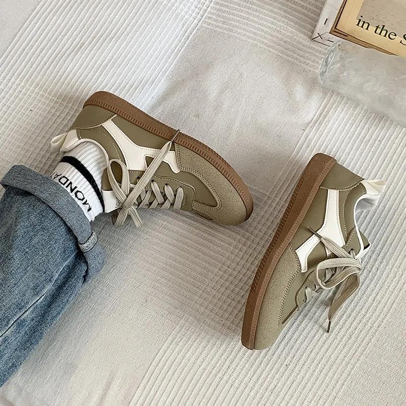 Ladies Shoes 2024 Front Lace-up Women's Vulcanize Shoes Fashion Color Matching Hot Sale Light Round Toe Comfortable Casual Shoes