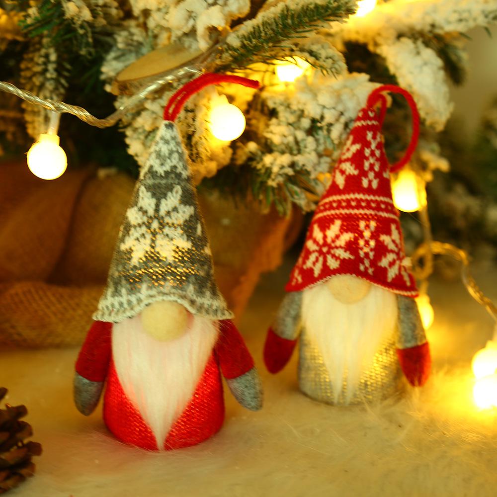 Glowing Faceless Santa Knit Doll Christmas Display Prop