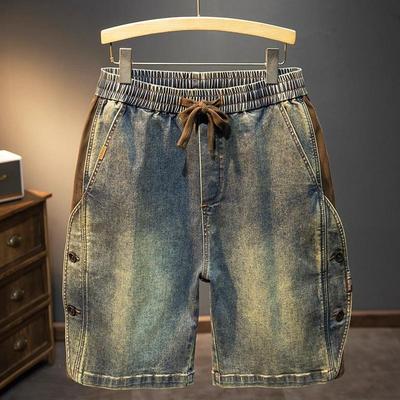 Men's Wide-Leg Elastic-Waist Blue Denim Capris (2026)