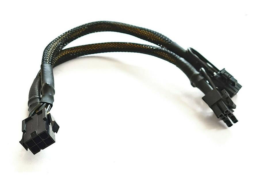 2Pcs PCIE 6Pin To 2X 8 Pin (6+2) PCI-E Cable Splitter 18AWG Black Sleeved Cord