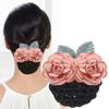 Girls Rose Nurse Flower Cloth Women Spring Clips Korean Bun Snood Ponytail Clip Hairgrips Cover Net